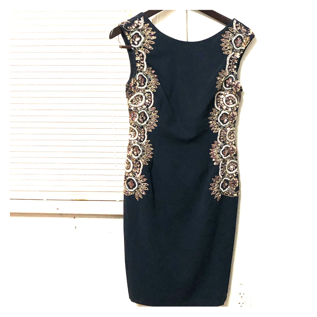 Nwt Adrianna Papell Embellished Crepe Dress